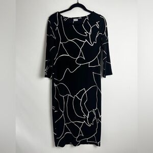 Chico's Travelers Black Cream Classic Abstract Print Wrinkle‎ Resistant Dress 1
